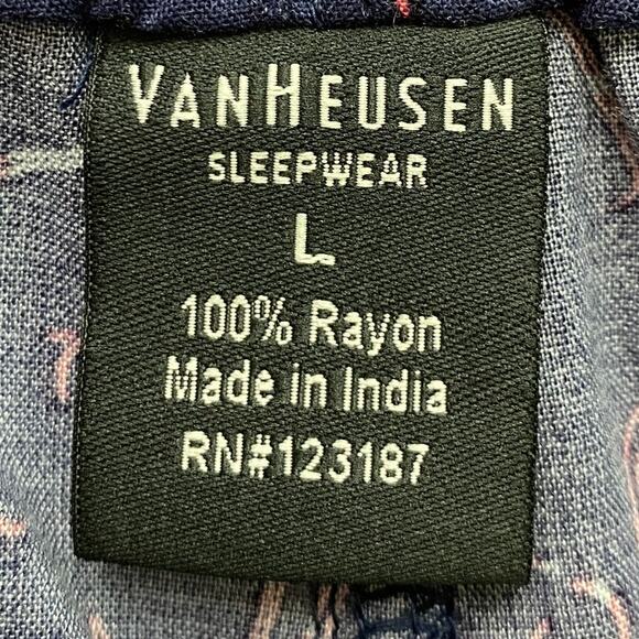 Van Heusen Lux Touch Flamingo Sleepwear Sleep Shorts Men L Navy Pink Pockets NWT - Picture 6 of 10